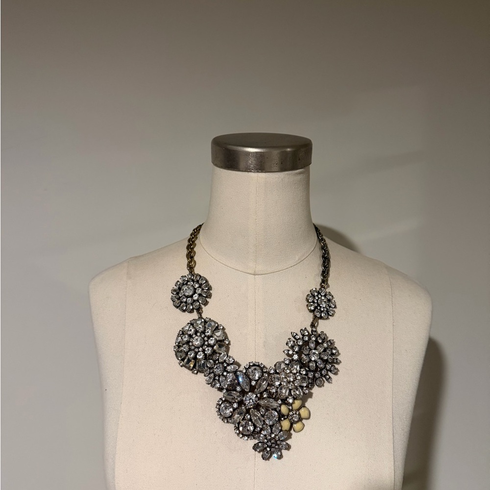 J.Crew Floral Crystal Cluster Necklace